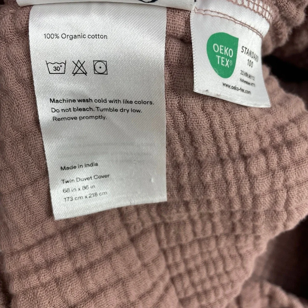 QUINCE Organic Cotton Gauze Twin Duvet Cover + Only One Sham Mauve Pink